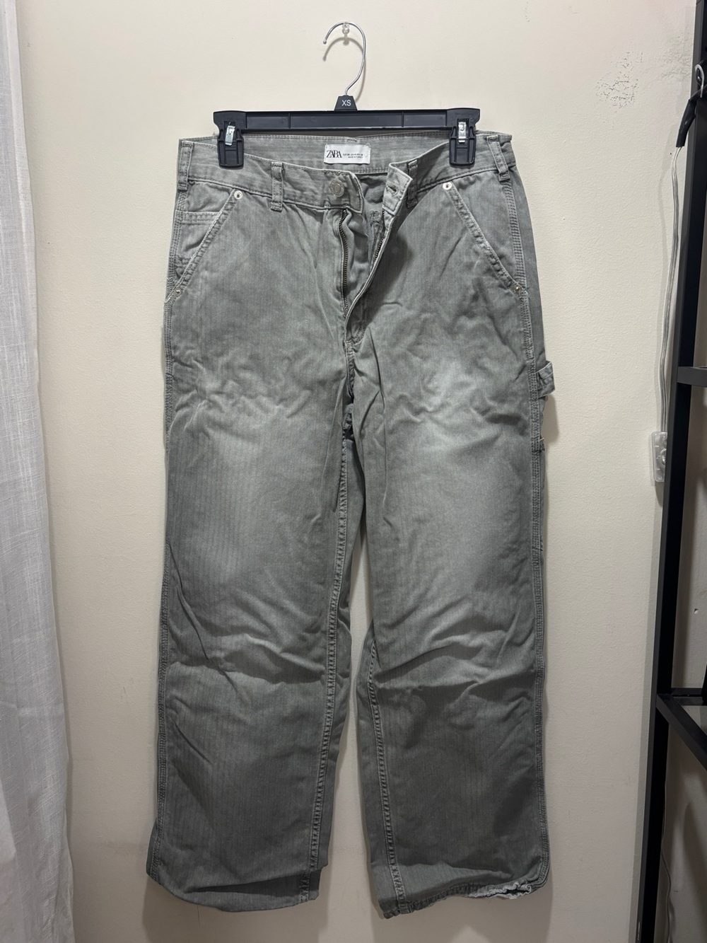 Zara Y2K Washed Grey Wide Leg Jeans